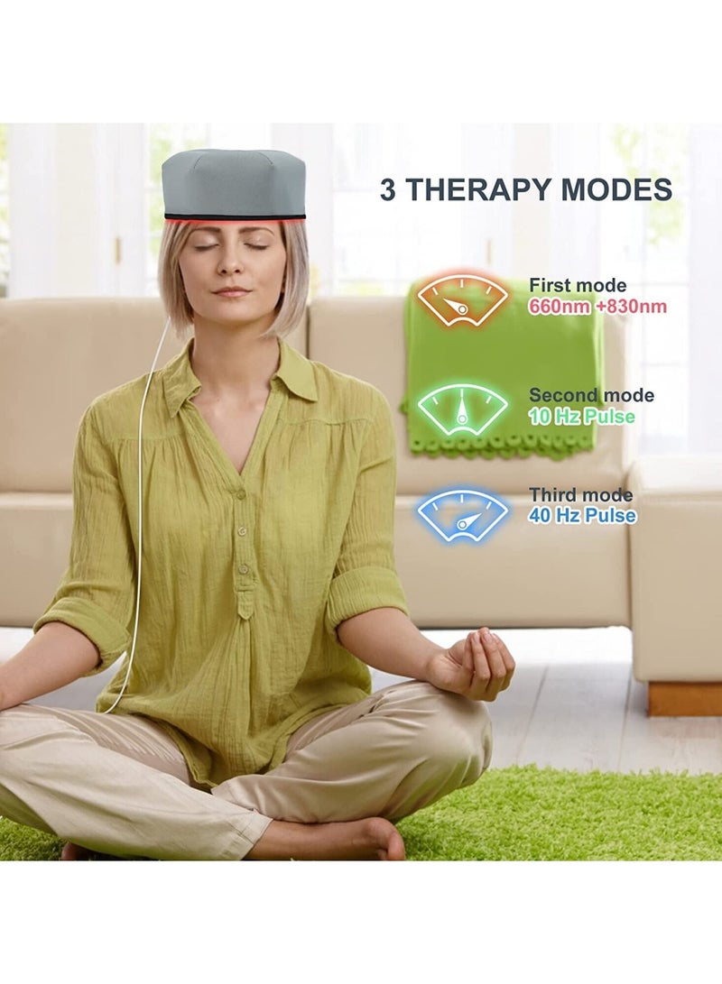 المحاكم 120 قطعة من حبيبات اللمبة LED الحمراء والمشعة تحت الحمراء في قبعة علاج الإجهاد والاسترخاء الدماغي لعلاج تساقط الشعر وتعزيز نمو الشعر - Image 2